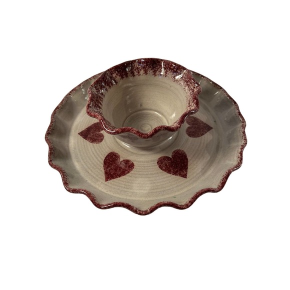 Ceramic Hand Thrown One Of A Kind Ceramic Chip and Dip Serving Dish - Picture 1 of 7